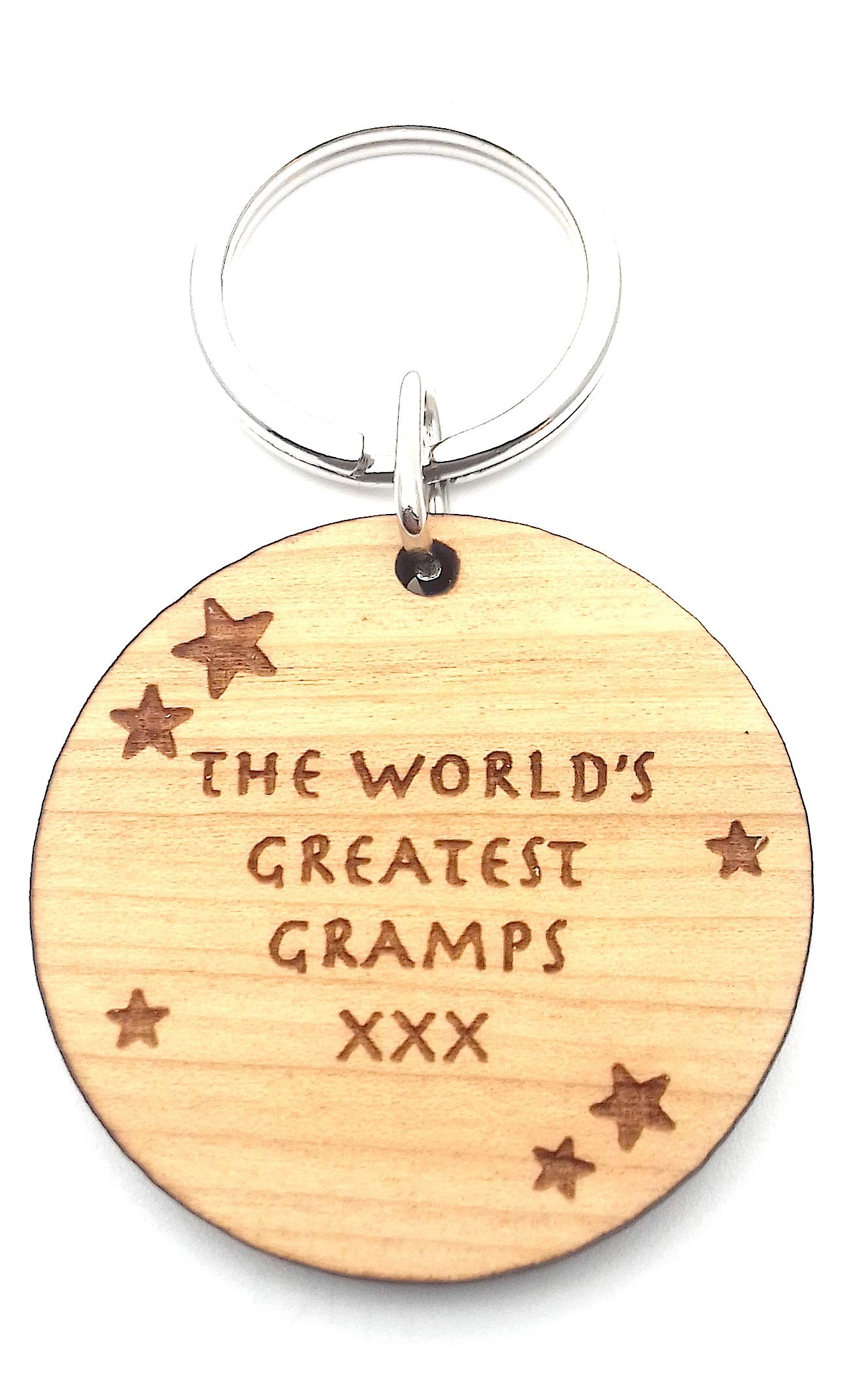 The World's Worlds Greatest Gramps Wooden Wood Keyring Key Ring for Birthday Christmas Fathers Day Keepsake