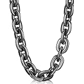 Remuuly Plastic Chain Necklace Chunky Big Fake Necklace Hip Hop Rapper Giant Turnover Chain Costume for Halloween