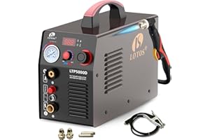 LOTOS LTP5000D Plasma Cutter, 2024 Upgraded 5/8" 16mm Clean Cut 3/4" 20mm Severance Cut 50A Non-Touch Pilot Arc Plasma Metal Cutter Machine, Plasma Cutting Equipment, Dual Voltage 120V or 240V, Brown