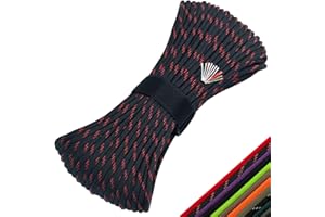 KOKKOYA Survival Paracord 550 Fire Paracord Survivor Cord Nlyon Rope 10 Strands US Military Type III 550 Parachute Cord with Integrated Fishing Line, Fire-Starter Tinder 4 in 1