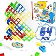 Ography 64pcs Tetra Tower Game, Balance Stacking Blocks Building Game, Fun Party Game for Family Game Night, Board Games to Spend Time Together for Kids, Teens, Adults
