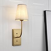 JIMUBEAM Vintage Brass Wall Sconce 1-Light, Linen Fabric Shade Wall Lamp Hardwired Indoor Wall Light for Bedroom Living Room 