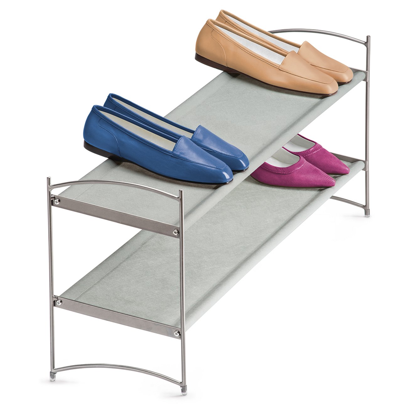 LYNKVela Stackable Shoe Shelves Tier Shoe Rack Shelf Platinum