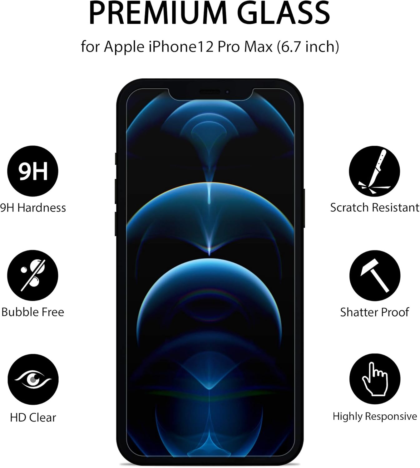 iSOUL Screen Protector Compatible With iPhone 12 Pro Max 6.7 Inch, Tempered Glass Film, 2-Pack, Transparent - Image 4
