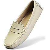 Artisure Women's Classic Comfort Leather Penny Loafers Casual Slip-Ons Lightweight Walking Flats Driving Mocs Boat Shoes