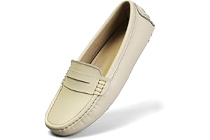 Artisure Women's Classic Comfort Leather Penny Loafers Casual Slip-Ons Lightweight Walking Flats Driving Mocs Boat Shoes