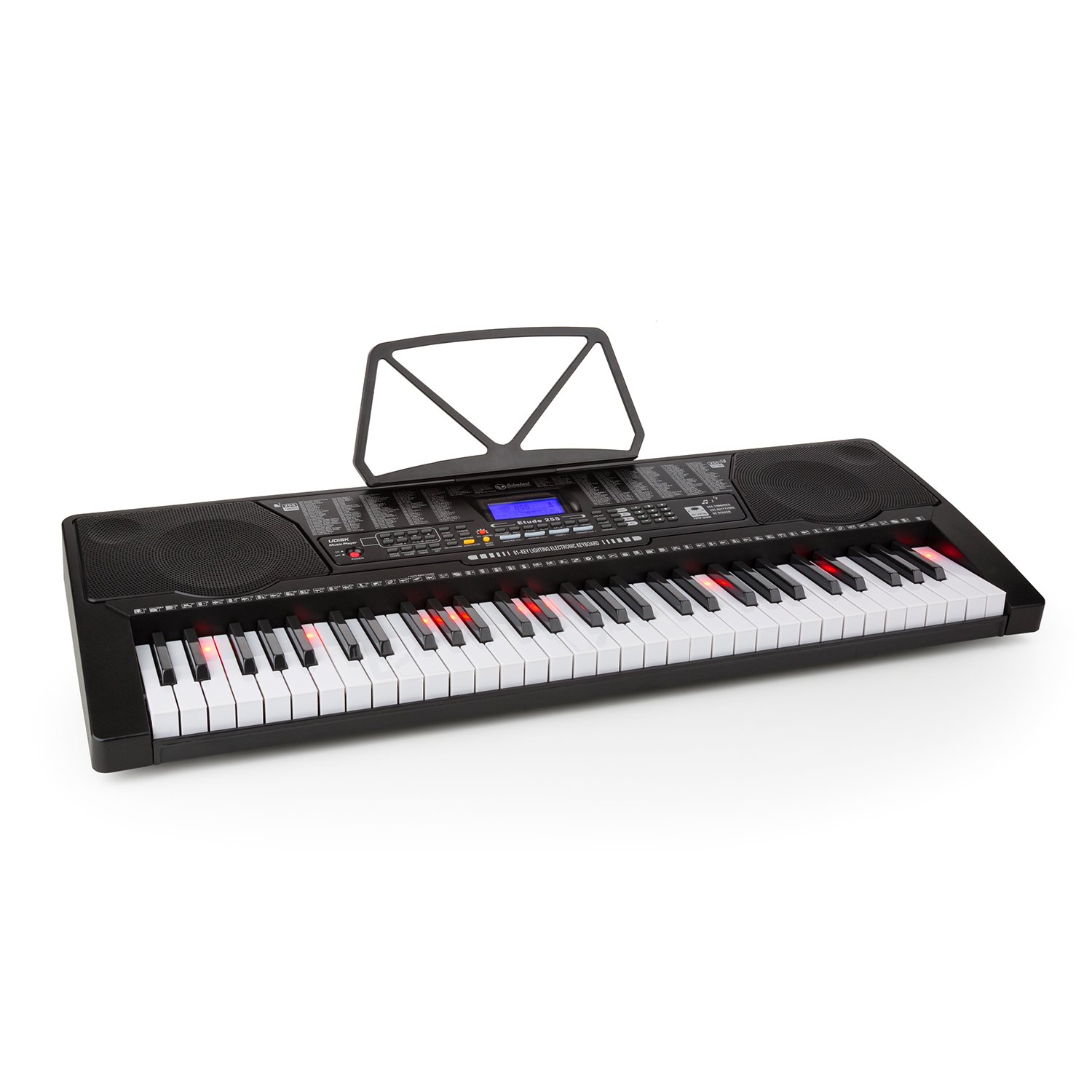 Schubert Etude 225 USB - Keyboard Piano, Music Keyboard for Learning, 61 Keys, Light Buttons, Velocity Sensitive, Recording, Playback, 3 Learning Modes, AUX, USB MIDI, 50 Demo Songs, 255 Voices, Black