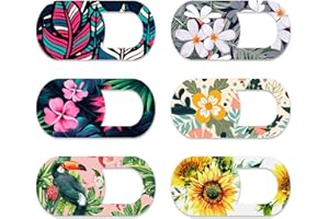 CREPUSCOLO 6 Pack Webcam Cover Slide Ultra Thin 0.027 inch Camera Laptop Cover Slider Flower Camera Blocker Web Camera Privac