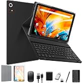MEIZE Tablet 10 Inch Android 15 Tablets,128GB ROM+24GB RAM,5G Wi-Fi Tableta PC,1TB Expand,Octa-Core,5G Wi-Fi,GPS,Bluetooth 5.0,Dual Camera,7000mAh,Split Screen,Face Unlock,2 in 1 Tablet with Keyboard