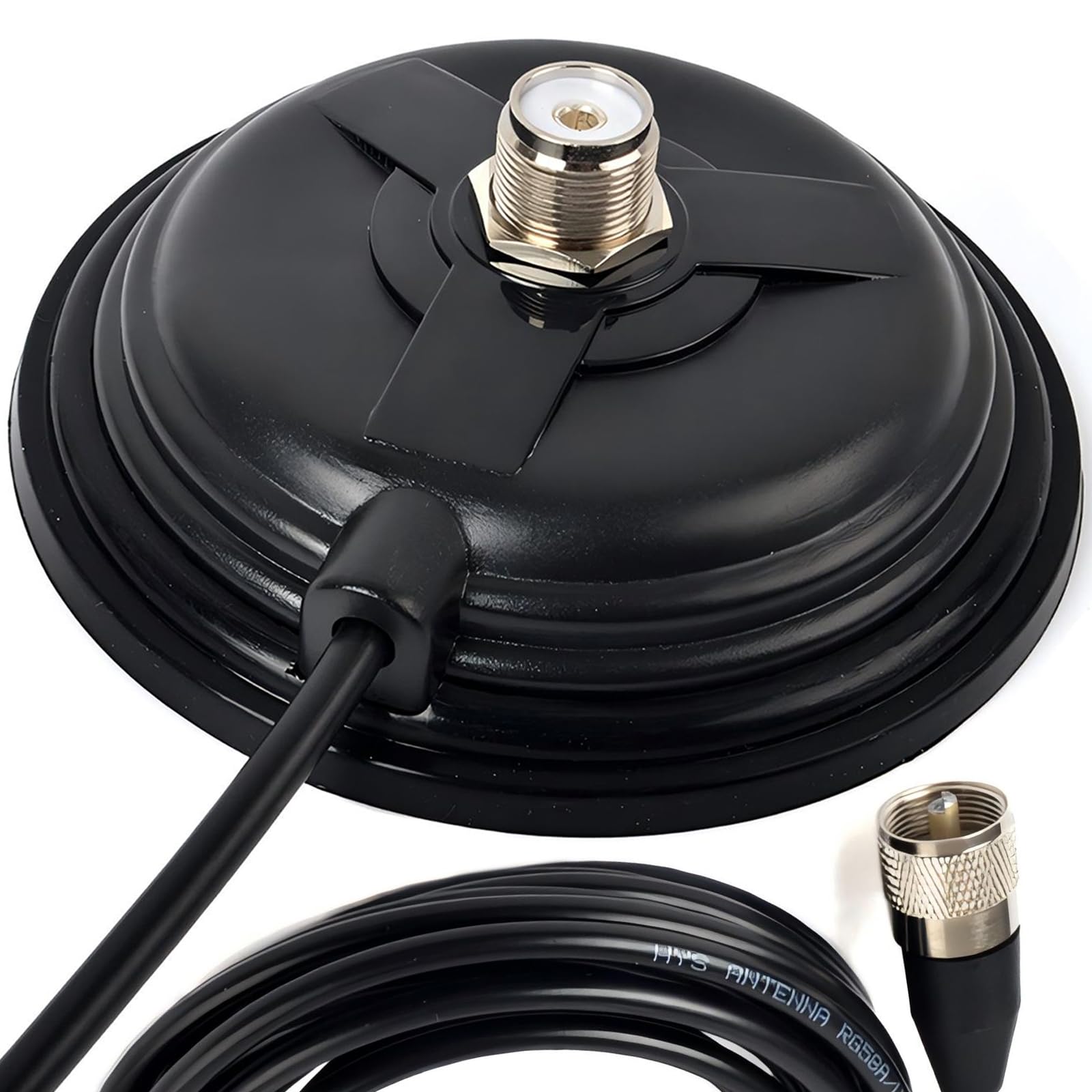 Photo 1 of HYS TC-110M CB/VHF/UHF/HF Ham Radio Antenna Magnet Mount SO-239 Connection Style W/5M(16.4ft) RG58 Coaxial Cable PL-259 Plug