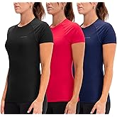 DEVOPS 3 Pack Women's Compression Shirt Dry Fit Short Sleeve Running Athletic T-Shirt Workout Tops