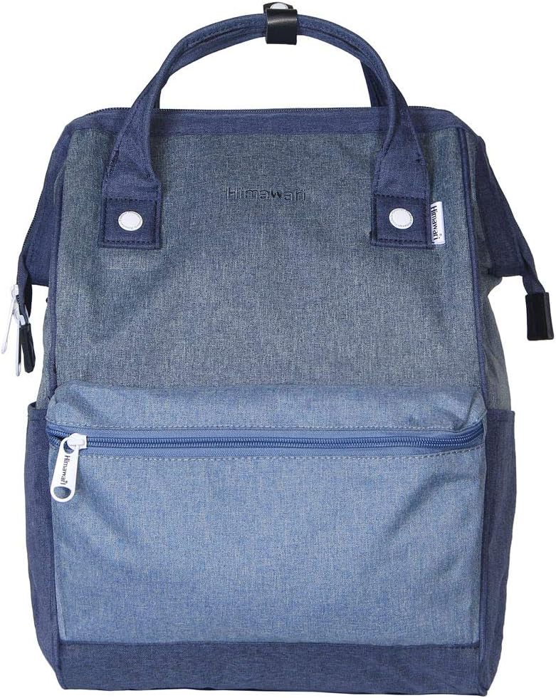 Himawari Polyester Backpack Unisex Vintage School Bag Fits 13-inch laptop Denim Blue-USB