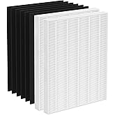 2 Pack Replacement Filter for Fellowes AeraMax 190/200/DB55/DX55 Purifier, Fits Part# 9287101 & 9324101, 2 Filter and 6 Carbon Filter