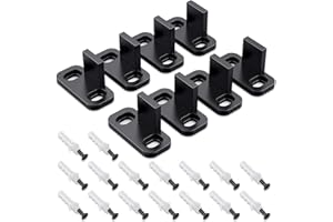 Hotop 8 Pieces Barn Door Floor Guide Sliding Closet Hardware Plastic Simple Wall Mounted Bottom Track Guide for Doors Including Bypass and Pocket with Screws(Black)