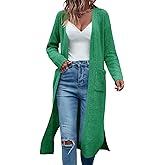 Danedvi Long Cardigan Sweaters for Women Ribbed Knit Open Front Long Sleeve Oversized Fall Casual Coat with Pockets