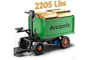 [All-Terrain Tires] Arczorix Square Wheelbarrow Utility Cart 48V 20Ah Sealed Lead Acid Battery 1500W Capacity 2205Lbs with Manual Dumper & All-Terrain Wheels, Material Hauler