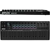 EROK 37 Keys MIDI Keyboard Controller with 3.5mm MIDI Output, 16 Backlit Drum Pads, 8 Knobs, DAW Integration &amp; Arpeggiator, Music Production Equipment and Studio Controller (Dark)
