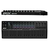 EROK 37 Keys MIDI Keyboard Controller with 3.5mm MIDI Output, 16 Backlit Drum Pads, 8 Knobs, DAW Integration & Arpeggiator, Music Production Equipment and Studio Controller (Dark)