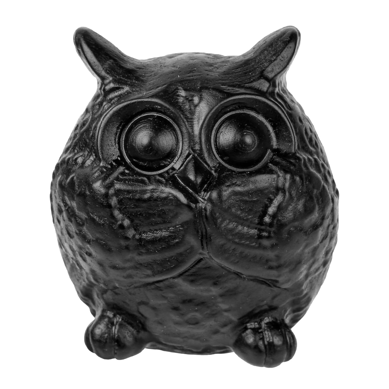 Nupuyai Carved Obsidian Owl Statue, Black Stone Figurine Carved Bird Owl Figure Collectible Sculpture for Home Office Tabletop Decor