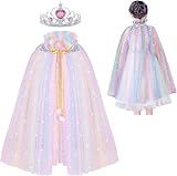 ACWOO Princess Cape for Girls Colorful Deluxe Cloak with Crown view 8