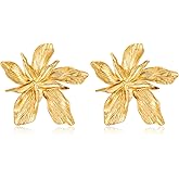 GREICHFAN Large Gold Flower Earrings for Women Trendy Statement Earrings Big Floral Dangle Earrings Boho Earrings