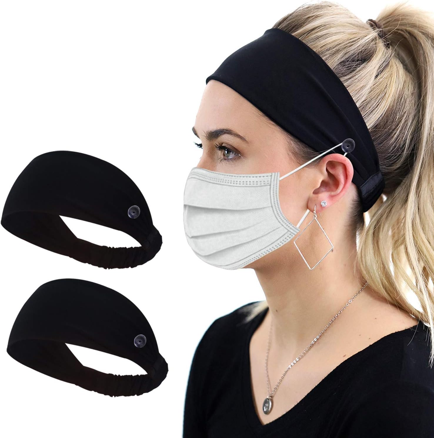 Headband for Womens Workout Sweatband Headscarf Stretchy Soft Sports Fitness Multi Lightweight Bandana Elastic Exercise Tennis Running Gym Yoga Dance Set of 5 : Clothing