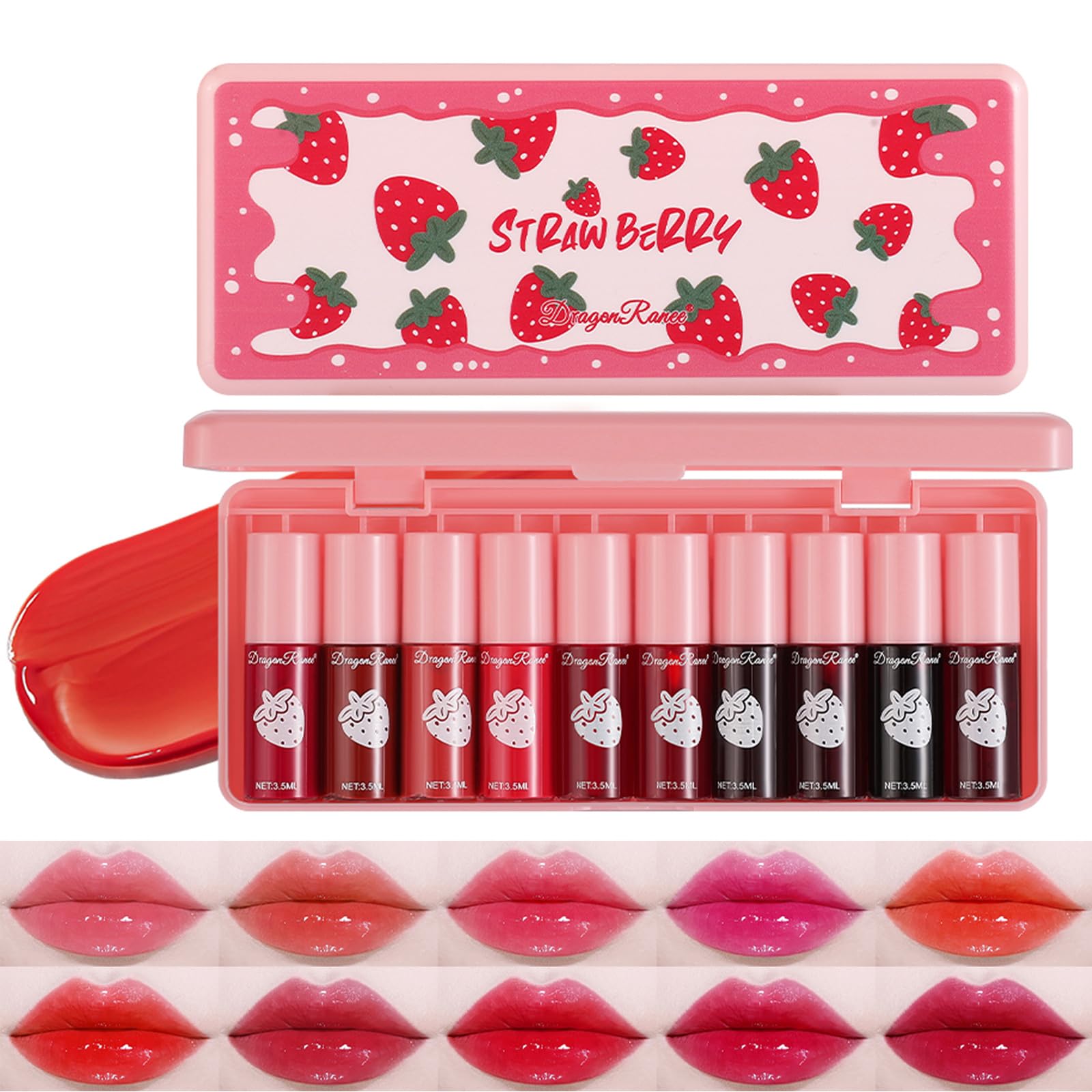 Photo 1 of 10 Colors Lip Tint Stain Set, Korean Moisturizing Lip Gloss Velvet Mini Liquid Lipstick, Multi-Use Lip and Cheek Tint, Non-Stick Cup, Lightweight, Long-Lasting Waterproof Lips Makeup