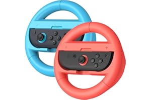 AXYBCOOL Switch 2 Steering Wheel Compatible with Nintendo Switch 2 Joy Con,Switch Accessories Gift for Mario Kart，2 packs (Orange,Blue)
