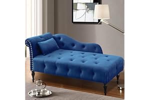 Anwick Chaise Lounge Indoor Tufted Fabric, Modern Upholstered Recliner Lounge Chair for Living Room Bedroom, Sleeper Lounge Sofa (Blue)