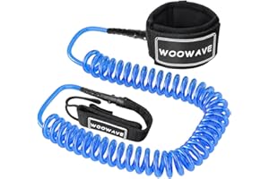 WOOWAVE SUP Leash Premium Stand Up Paddle Board Surfboard Leash Coiled 8/10 feet Stay on Board with Waterproof Wallet/Phone C