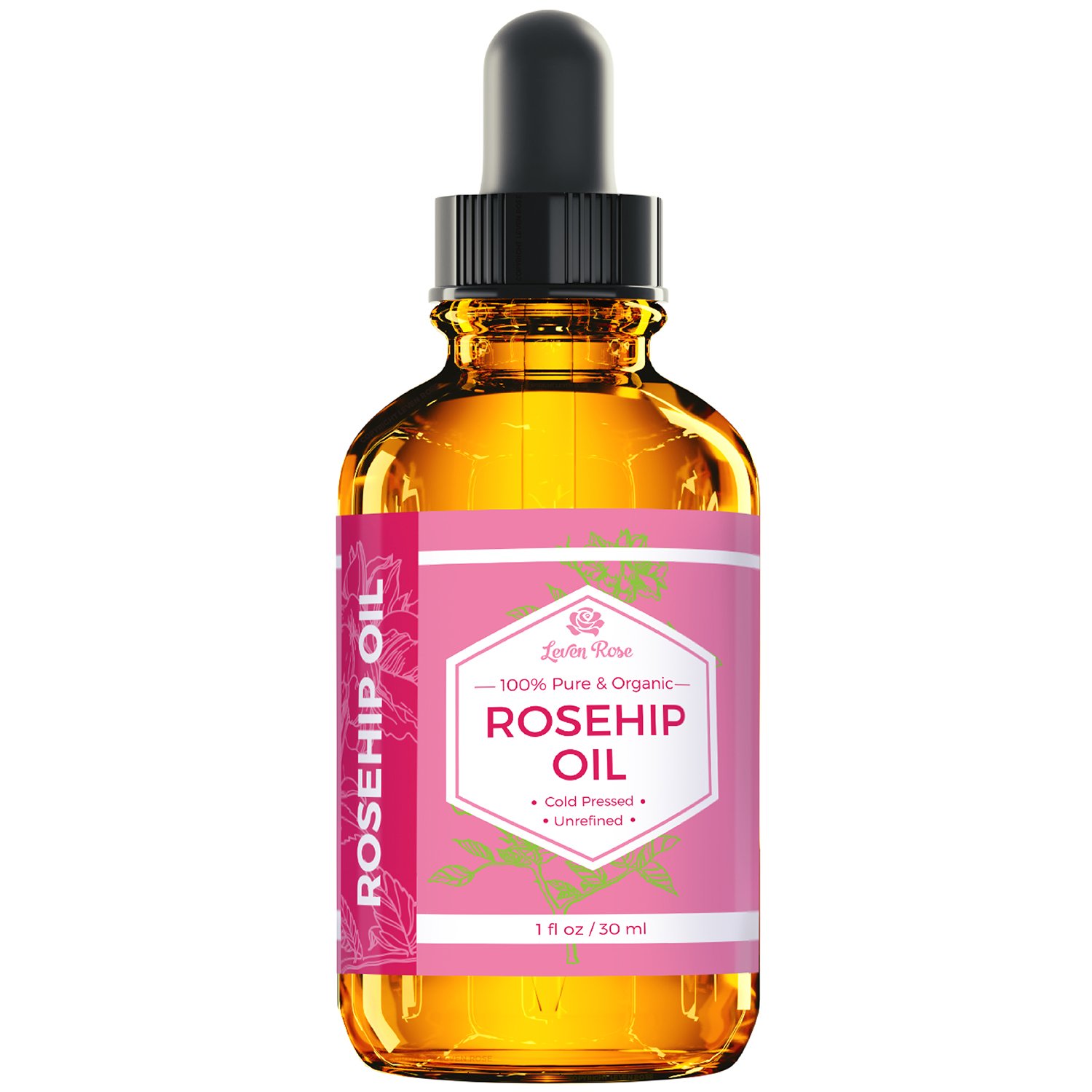 Rosehip Seed Oil by Leven Rose, 100% Pure Unrefined Cold Pressed Anti Aging Rose Hip Moisturizer for Hair Skin & Nails, 1 Fl. Oz…: Beauty