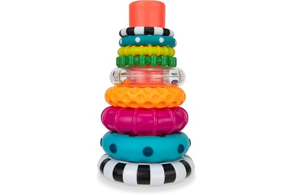 Sassy Stacks of Circles Stacking Ring STEM Learning Toy, Age 6+ Months, Multi, 9 Piece Set