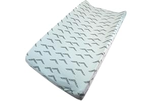 HonestBaby Boys Organic Cotton Changing Pad Cover, Pyramids Whispering Blue, One Size