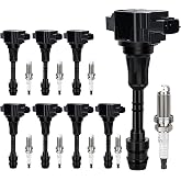 UF551 Ignition Coil &amp; 4469 Double Iridium Spark Plug OE# GN10247 22448ZE00A | Fits for Nissan Armada 2007-2015, 2008-2012 Pathfinder, 2008-15 TITAN, 2012-15 NV2500 NV3500/2007-10 INFINITI QX56 OE# C1672