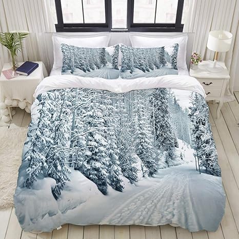 Amazon Wotaka スキーをテーマにしたスノーウィーロード世界の寒冷地の足跡コロラド州united States 布団カバー ピロケース 4 点セット クィーン 肌に優しい 和式洋式兼用 ボックスシーツ ふとんカバー 210 X 210cm 寝具カバーセット オンライン通販