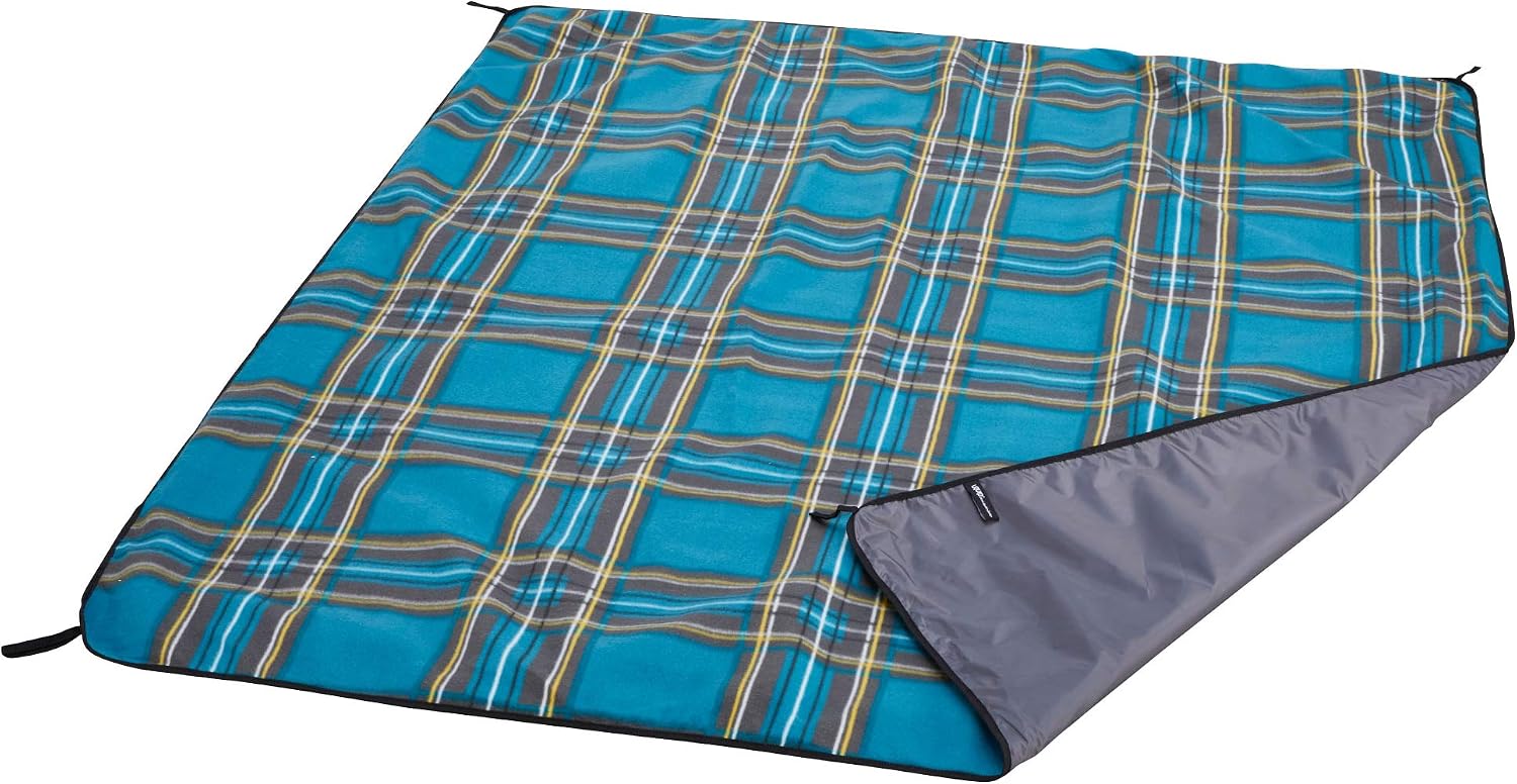Uquip Scotty M Outdoor Picnic Blanket - 150 x 120 cm - Tartan Blue/Yellow, Blue, Yellow
