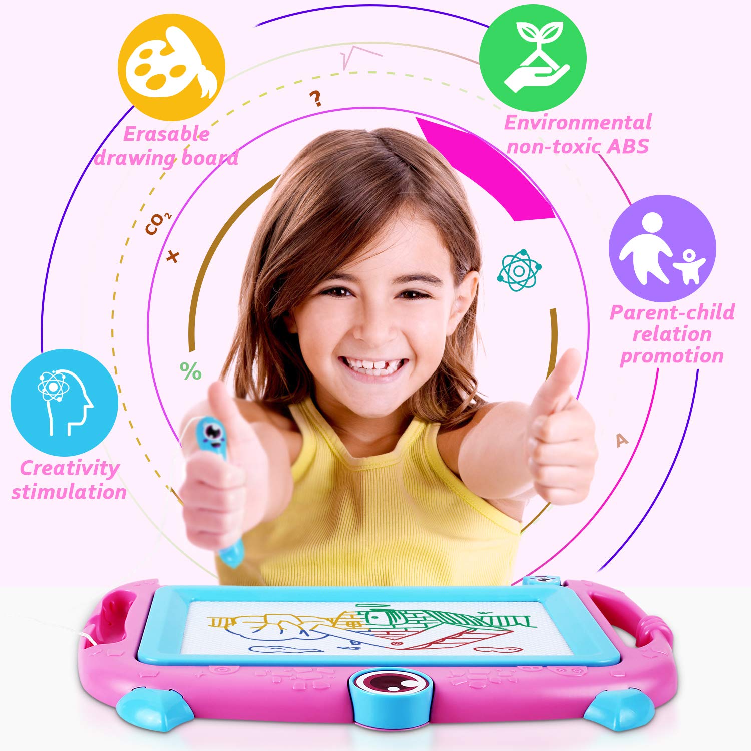 Peradix Magnetic Drawing Boards, Doodle Scribble Writing Board Colorful Pad Learning toys For Kids Children (Pink)