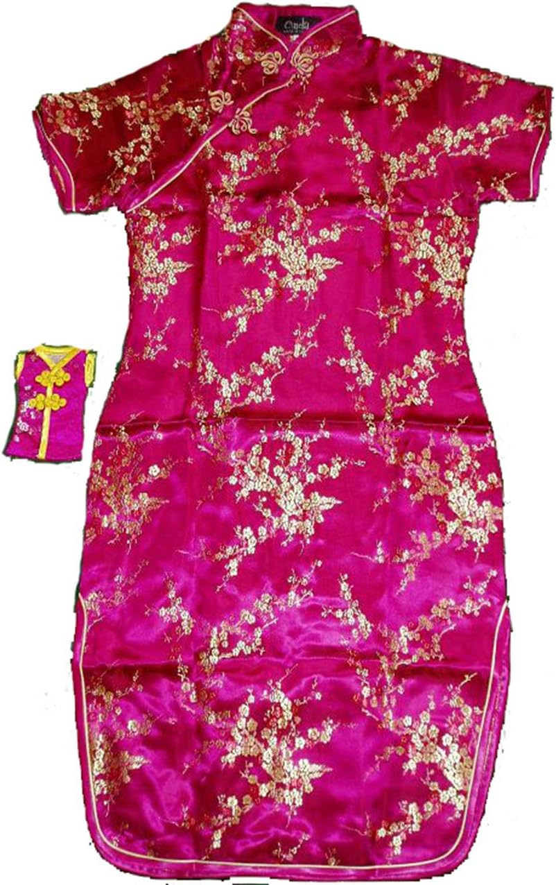 Cinda Girls Satin Flower Chinese Dress with Purse