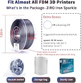ZIRO Glitter Multicolor PLA Filament 1.75mm 1kg Slow Color Changing Rainbow view 5