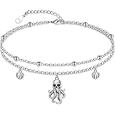 CHIC & ARTSY 925 Sterling Silver Ankle Bracelets for Women, Adjustable Layered Foot Chains with Nature & Symbol Charms, Lightweight Comfort Fit Boho Beach Everyday Jewelry