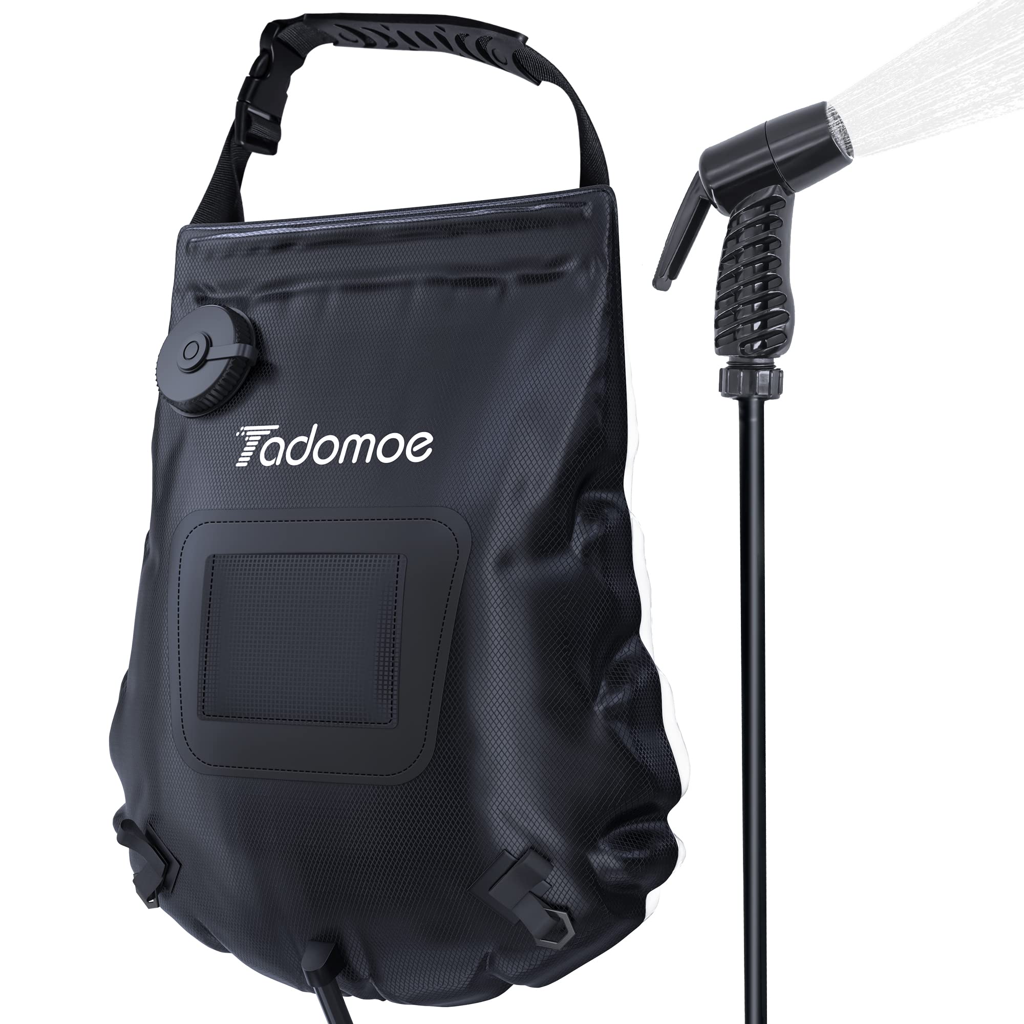 Photo 1 of Tadomoe Portable Shower for Camping with 5-Gallon Solar Shower Bag,Temperature Gauge & Dual Spray Modes,Solar Heating PVC for Hot Showers,Perfect for Camping,Hiking,Beach Trips & Outdoor Adventures