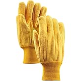 Stauffer Cotton Double Palm Chore Gloves with Knit Wrist Cuff | Yellow Color, 10" Length, 2 Ply Count - (Pack of 12)