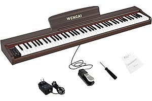WENCAI 88 Keys Digital Piano Keyboard, Full Size Electric Pianos for Beginners, Portable Wooden electronic Piano with Pedal, Support USB MIDI (brown)