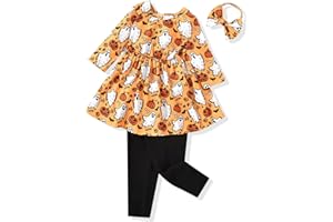 Aalizzwell Toddler Girls Floral Tunic Outfit for Fall Winter