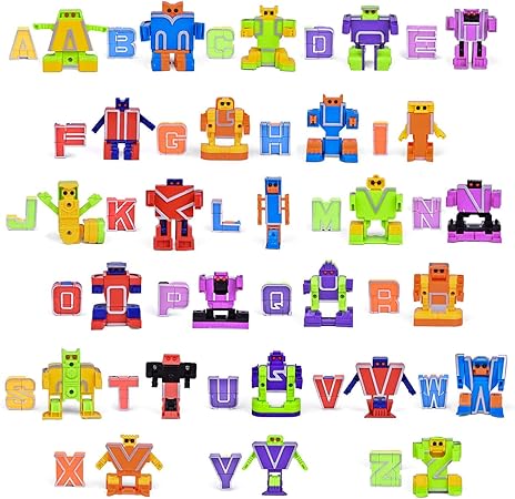 Amazon Yiisun Abc 学習おもちゃ アルファベットロボット 就学前学習ステム モンテッソーリ 教室教育玩具 子供向け変身ロボット26ピース 収納ボックス付き ひらがな カタカナ 漢字 おもちゃ