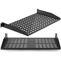 PYLE 1U 2 Pack Server Rack Shelf- 19-Inch Universal Device Server Rack Mount Tray, Good Air Circulation, Cantilever Mount, Wa