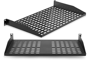 PYLE 1U 2 Pack Server Rack Shelf- 19-Inch Universal Device Server Rack Mount Tray, Good Air Circulation, Cantilever Mount, Wa