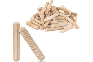 Wood & Wooden Dowel Pins 3/8" x1 1/4" (9.5mmx30mm) - Fluted Grooved Hardwood Pegs for Woodworking, Small Repairs - 100 Pack b