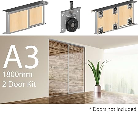 A3 Wardrobe Sliding 2 Door System For 18mm Mdf With Profile