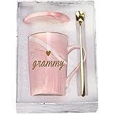 WENSSY Grammy Gift Grandma Coffee Mug Christmas Gifts for Grammy Grandma from Grandchildren 14 Ounce with Box Spoon Coaster Pink